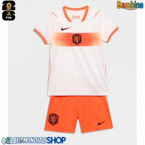 Maglie da calcio Paesi Bassi Seconda Maglia Bambino Mondiali 2026  Manica Corta + Pantaloni corti)
